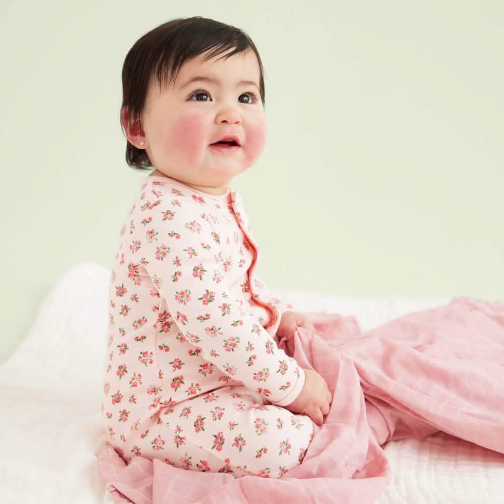 bouquet de fleurs organic cotton magnetic parent favorite footie - re-loved