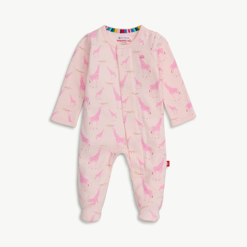 pink jolie giraffe organic cotton parent favorite footie - re-loved