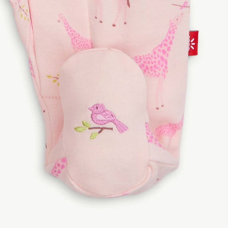 pink jolie giraffe organic cotton parent favorite footie - re-loved