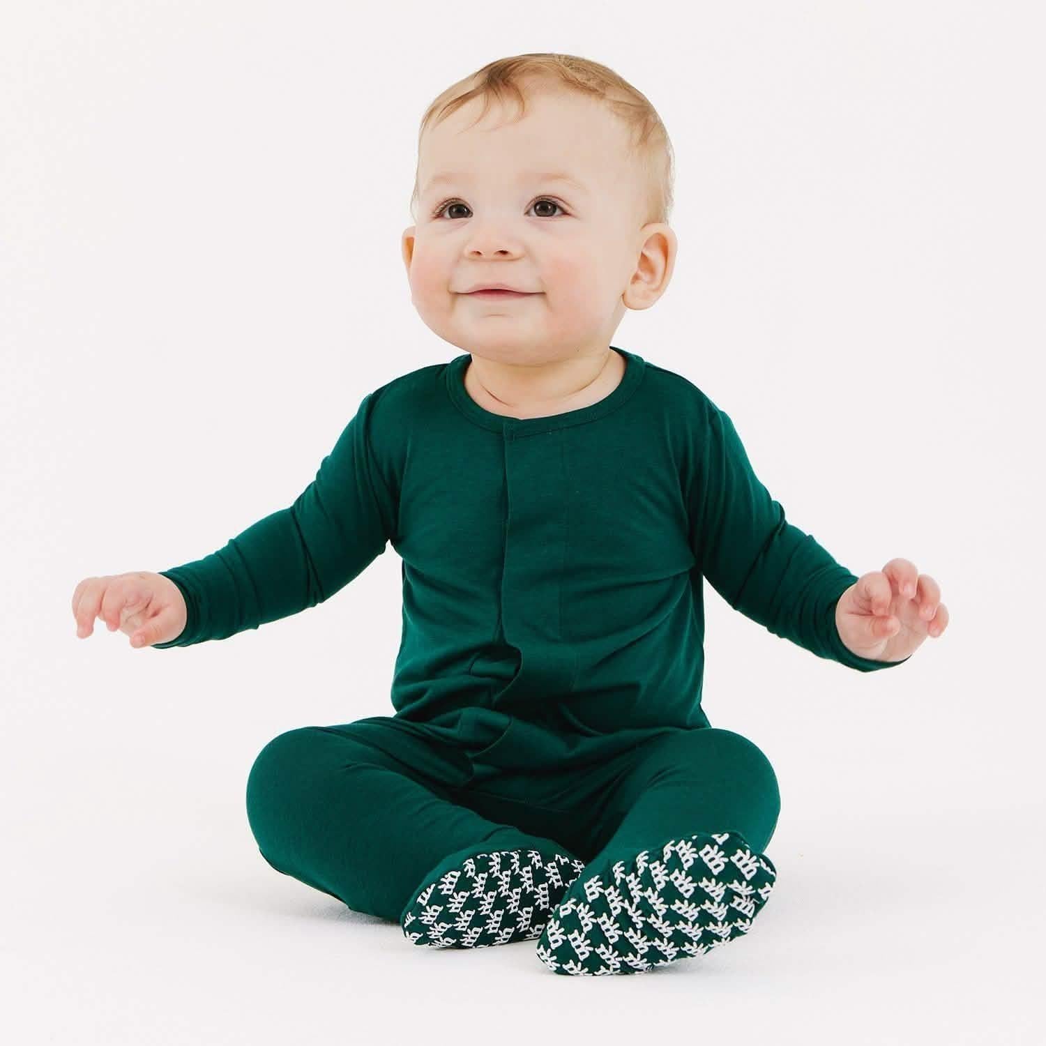 deep emerald RightFit™ magnetic parent favorite footie - re-loved