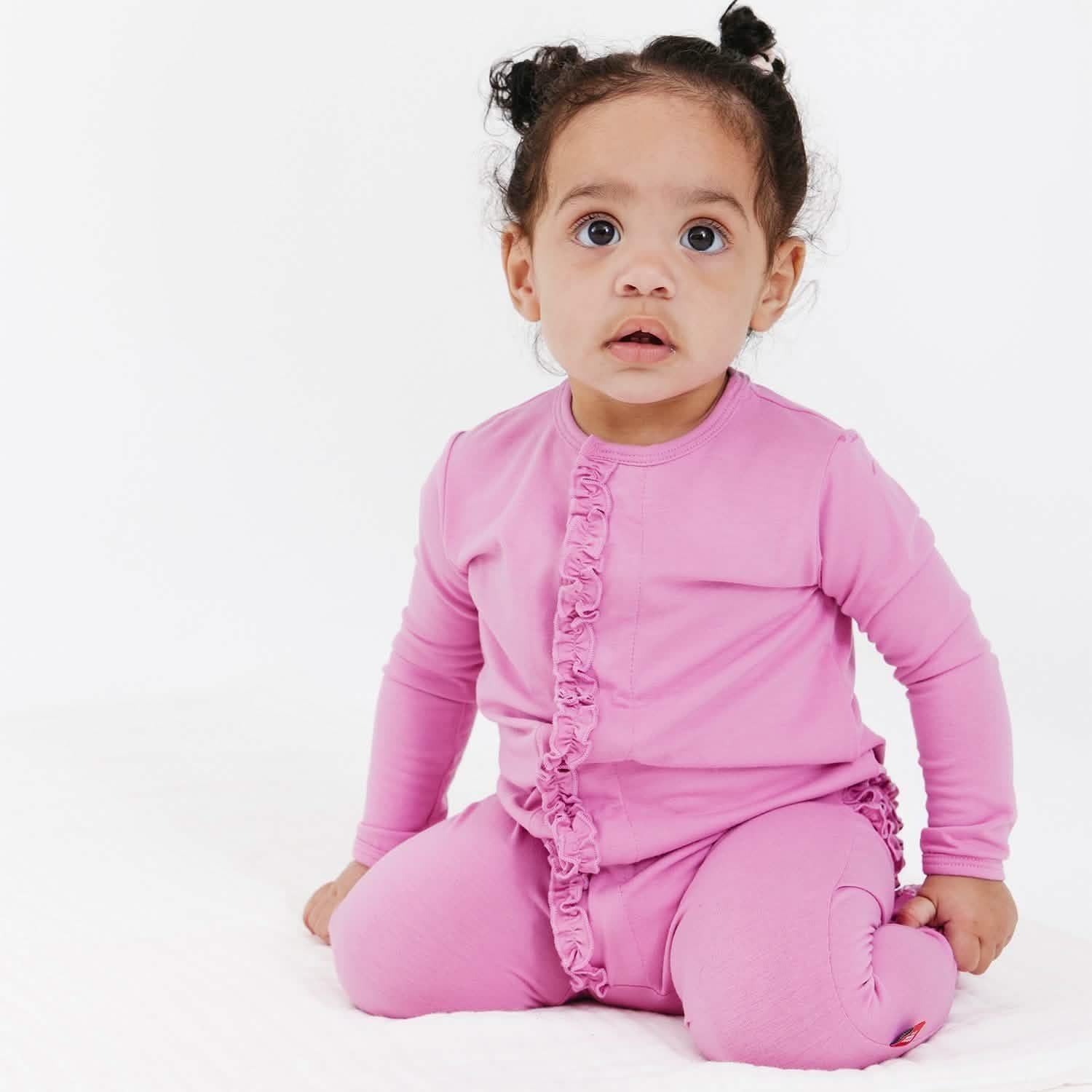 mauve RightFit™ magnetic parent favorite footie with ruffles - re-loved