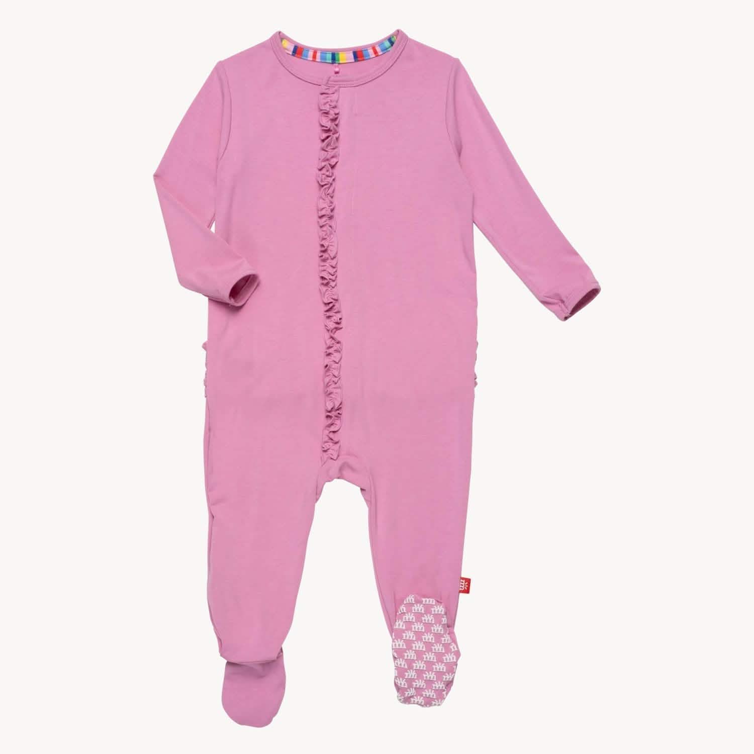 mauve RightFit™ magnetic parent favorite footie with ruffles - re-loved