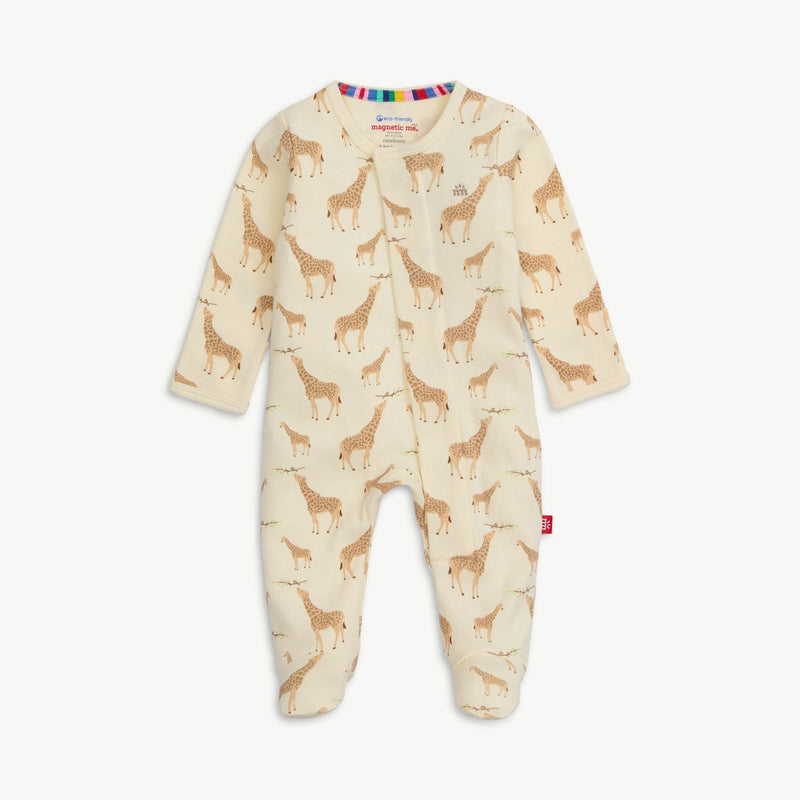 cream jolie giraffe organic cotton magnetic parent favorite footie - re-loved