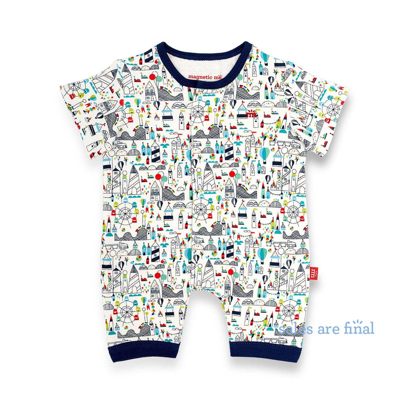 fun fair organic cotton magnetic romper - re-loved