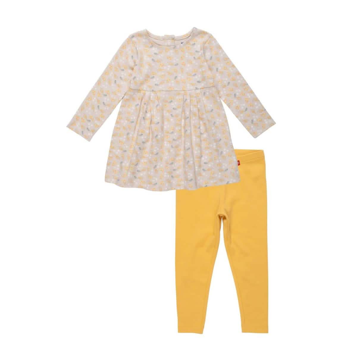 logan organic cotton magnetic easy peasy dress + legging set - re-loved