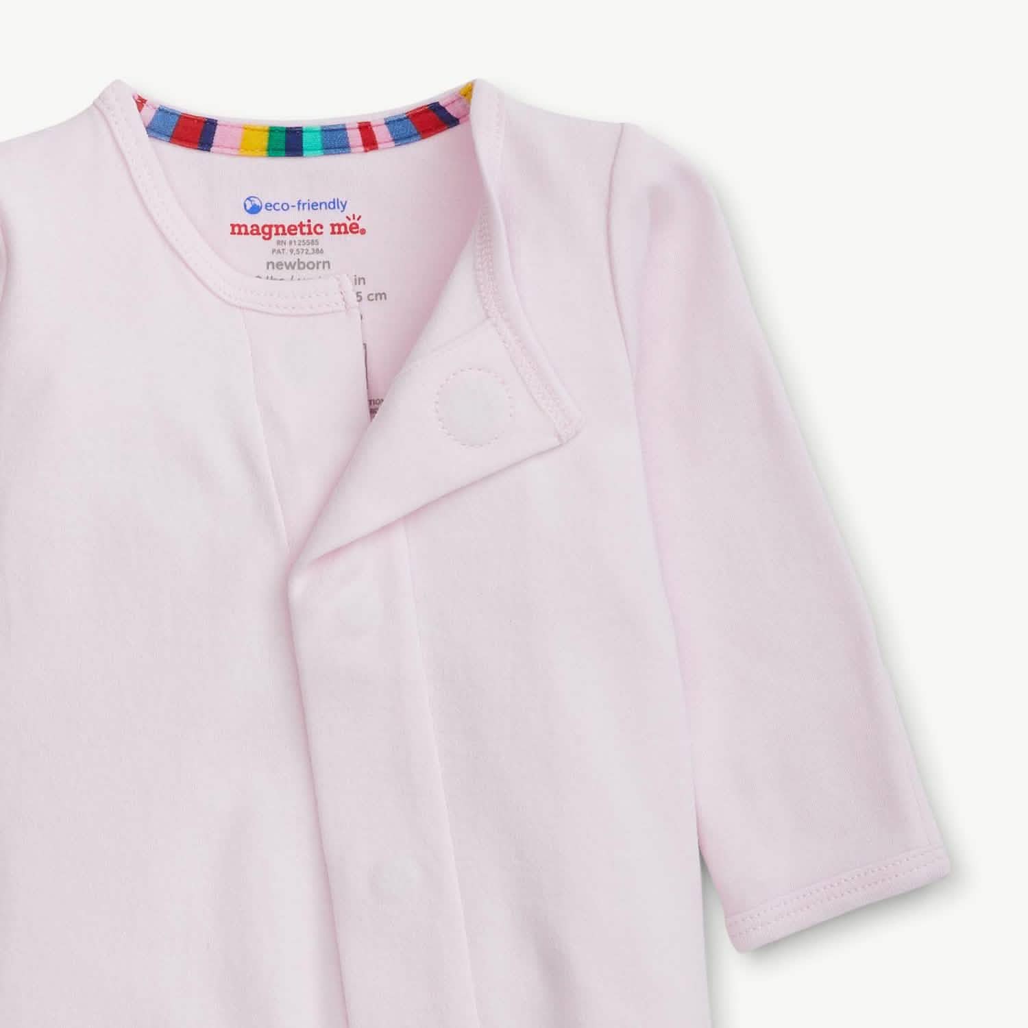 soft petal pink organic cotton magnetic parent favorite footie - re-loved