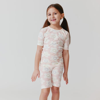 flower CloudStretch™ magnetic kids pajama shortie set