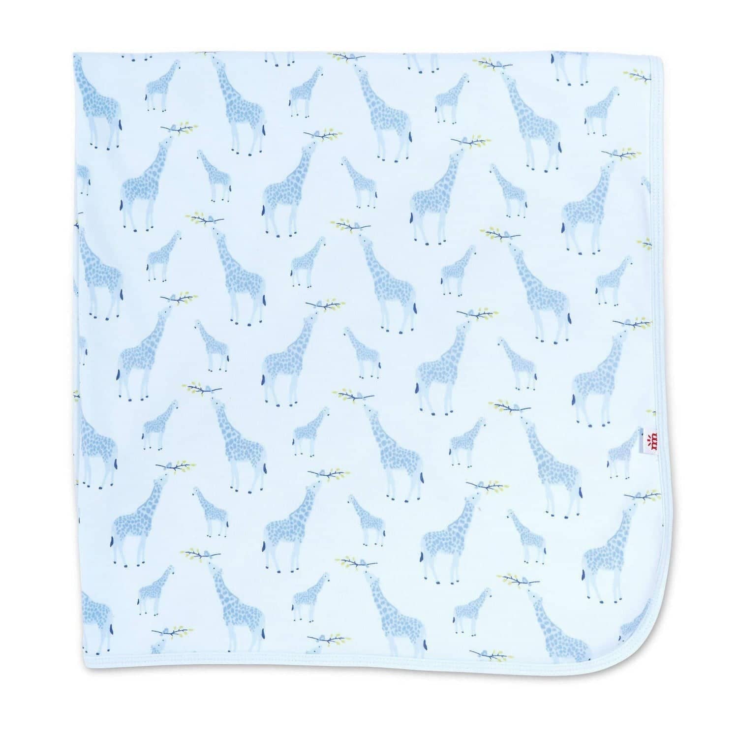 blue jolie giraffe organic cotton soothing swaddle blanket – Magnetic Me