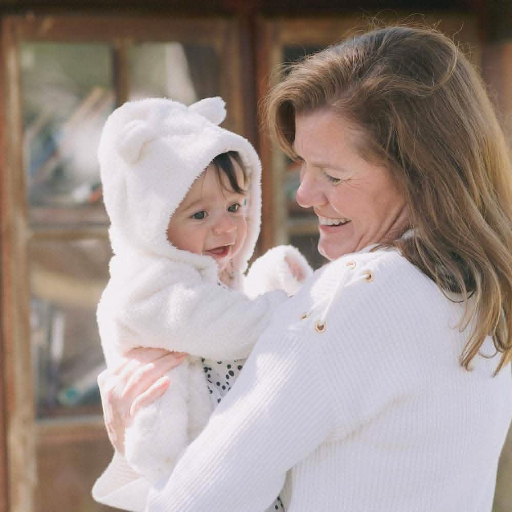 Cream Fleece Magnetic Hooded Jacket