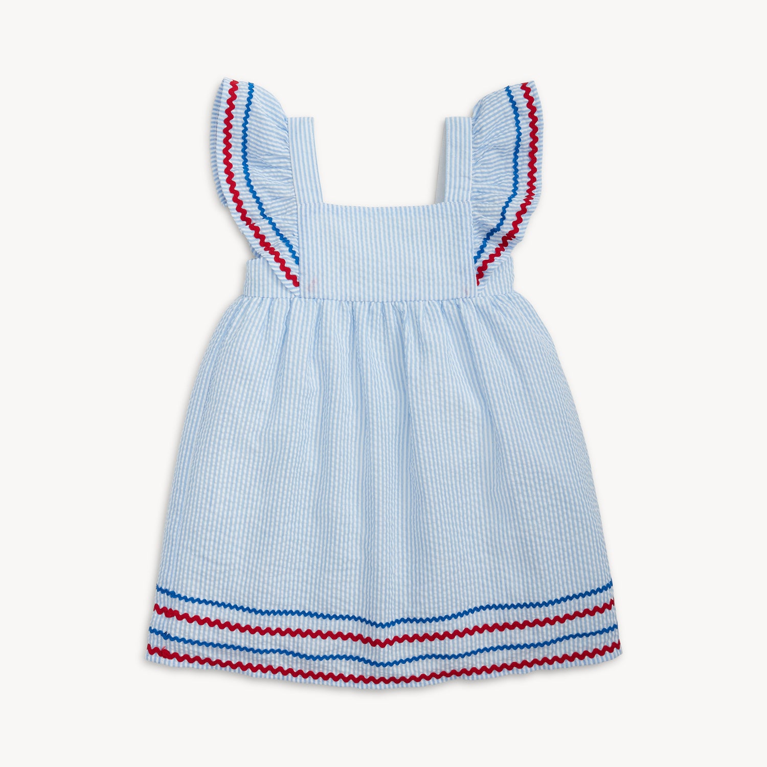 Seersucker Stripe Magnetic Cotton Flutter Sleeve Dress 5Y Seersucker Stripe Magnetic Cotton Flutter Sleeve Dress 5Y