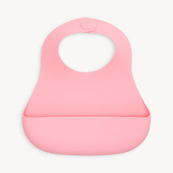 blush pink silicone magnetic feeding bib