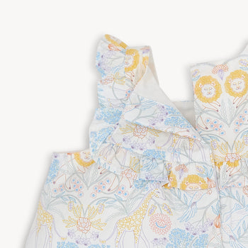 nikki menagerie cotton poplin magnetic little baby ruffle sleeve dress + diaper cover set