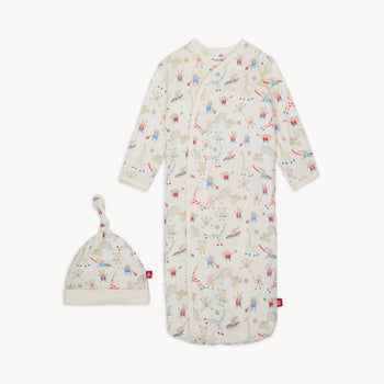 furry field day modal magnetic cozy sleeper gown + hat set