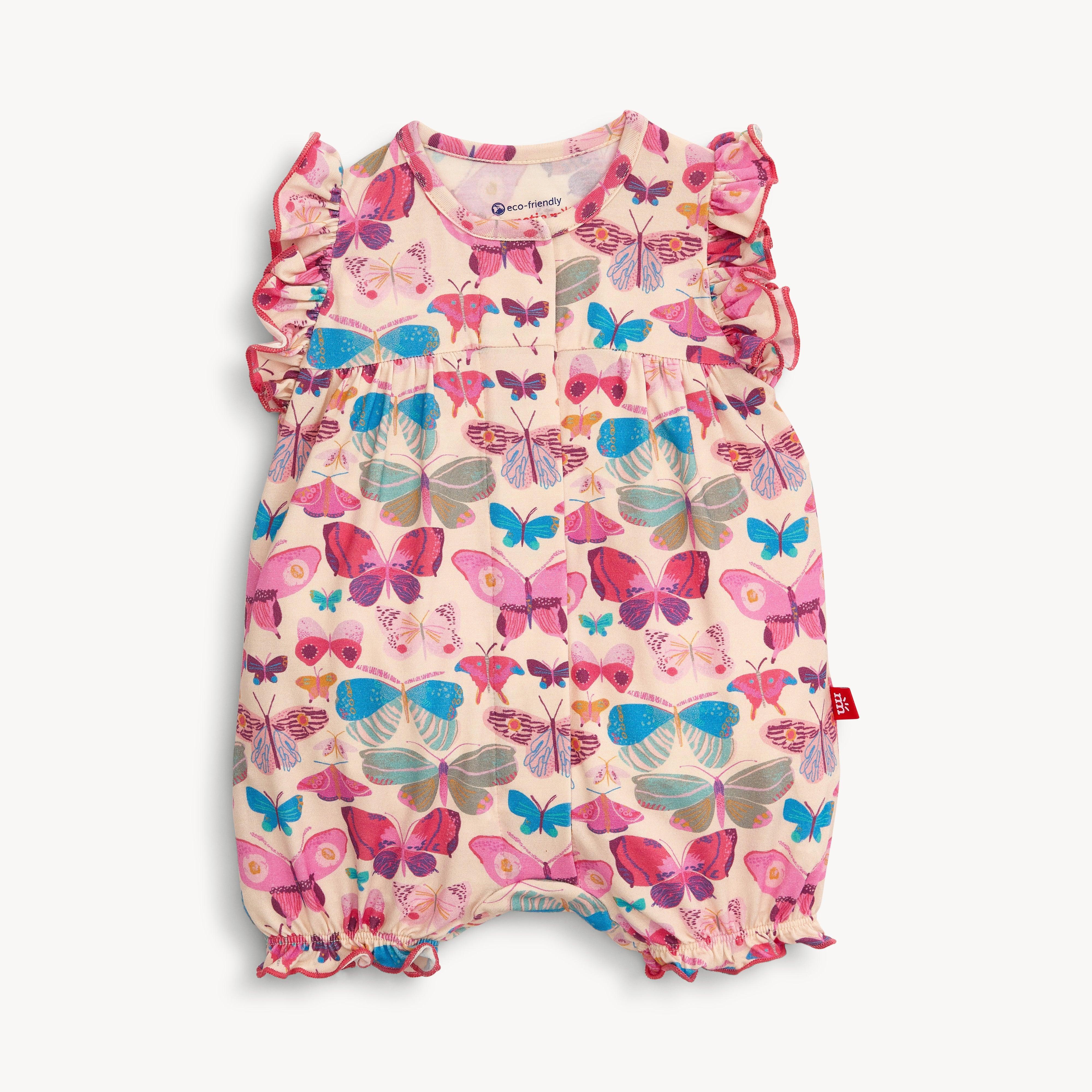 all a-flutter modal magnetic ruffle sleeve romper - re-loved