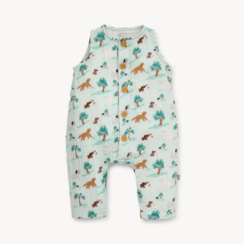 central bark cotton gauze magnetic sleeveless romper