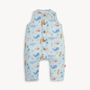 deep sea jubilee cotton gauze magnetic sleeveless romper