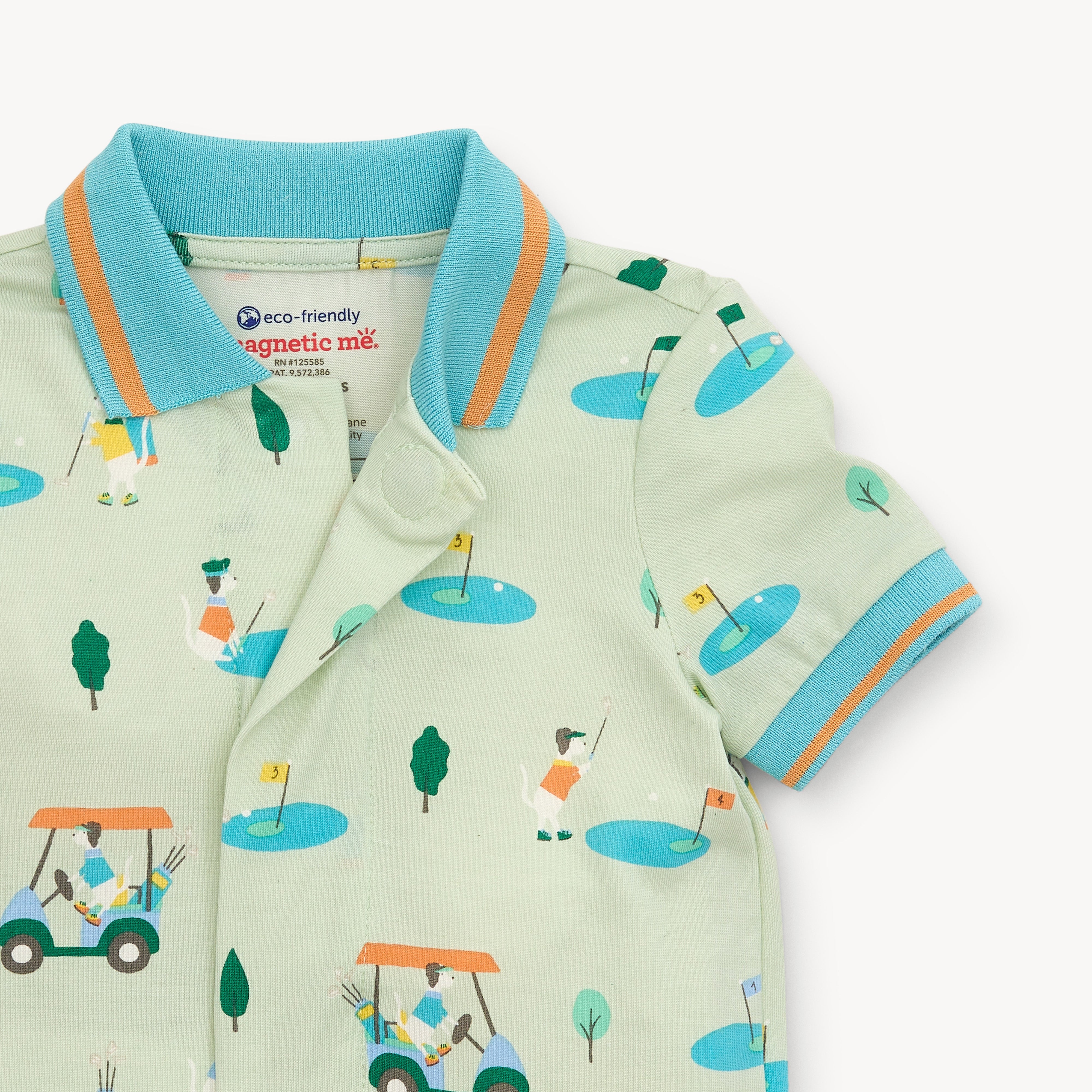 Magnetic Me magnetic polo romper with magnetic closures down the front, view 3
