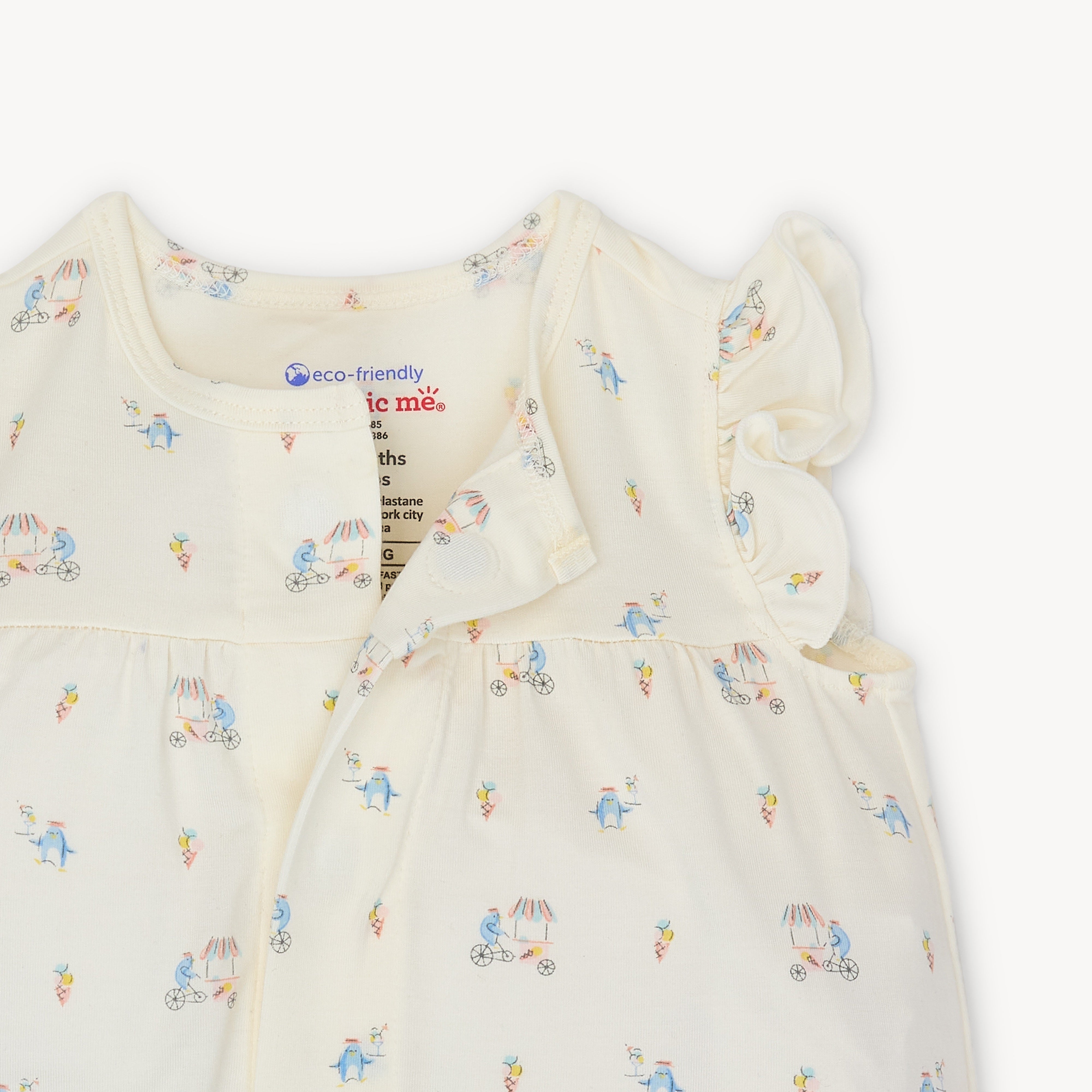 penguin pints modal magnetic ruffle sleeve romper - re-loved