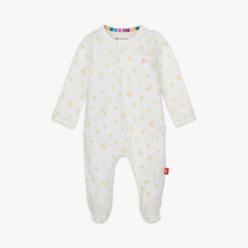 evangeline organic cotton magnetic parent favorite footie with ruffle