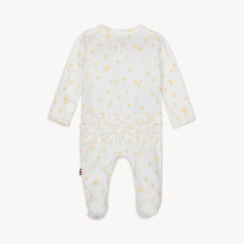 evangeline organic cotton magnetic parent favorite footie with ruffle