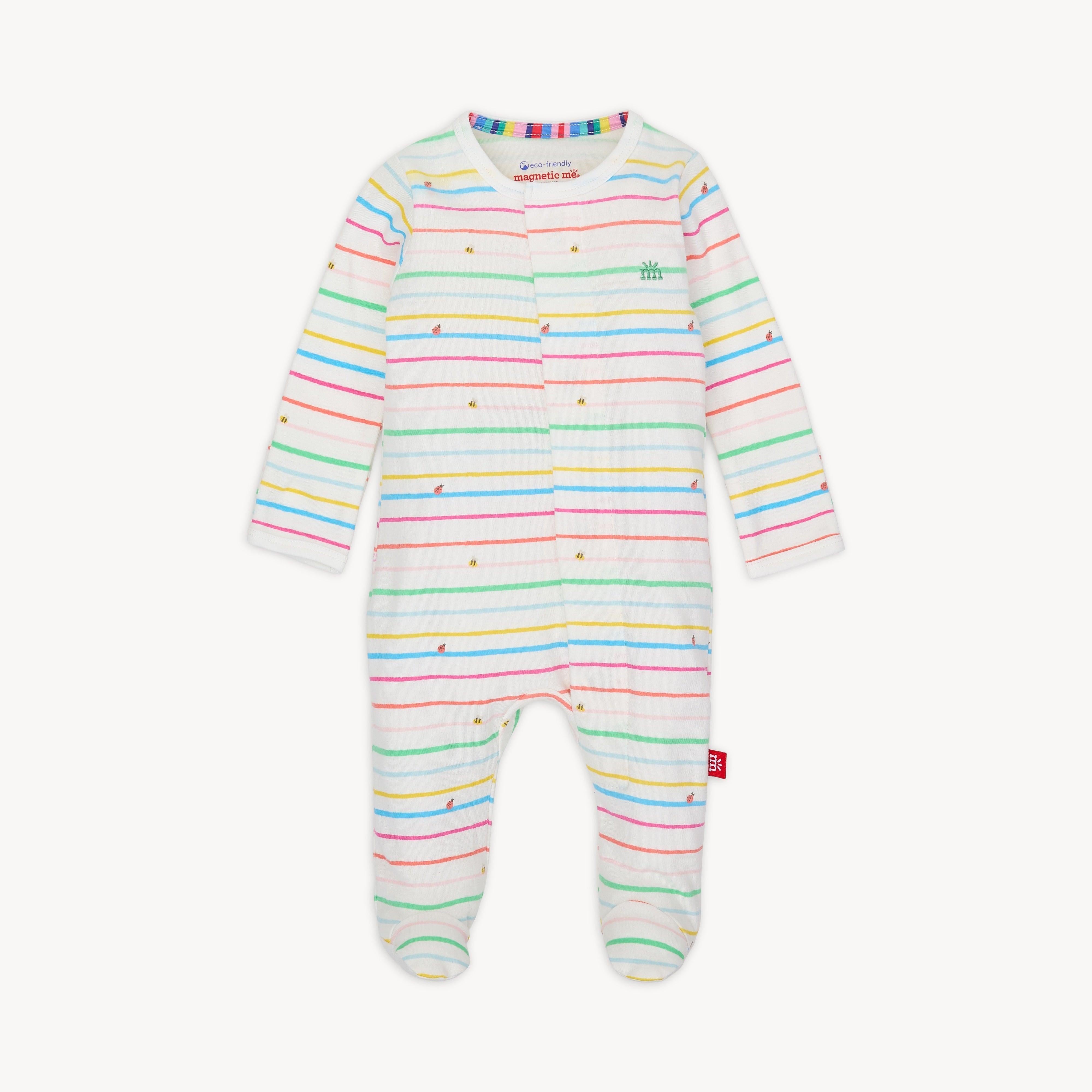 rainbow road organic cotton magnetic parent favorite footie - re-loved