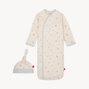 fix it friends organic cotton magnetic cozy sleeper gown + hat set