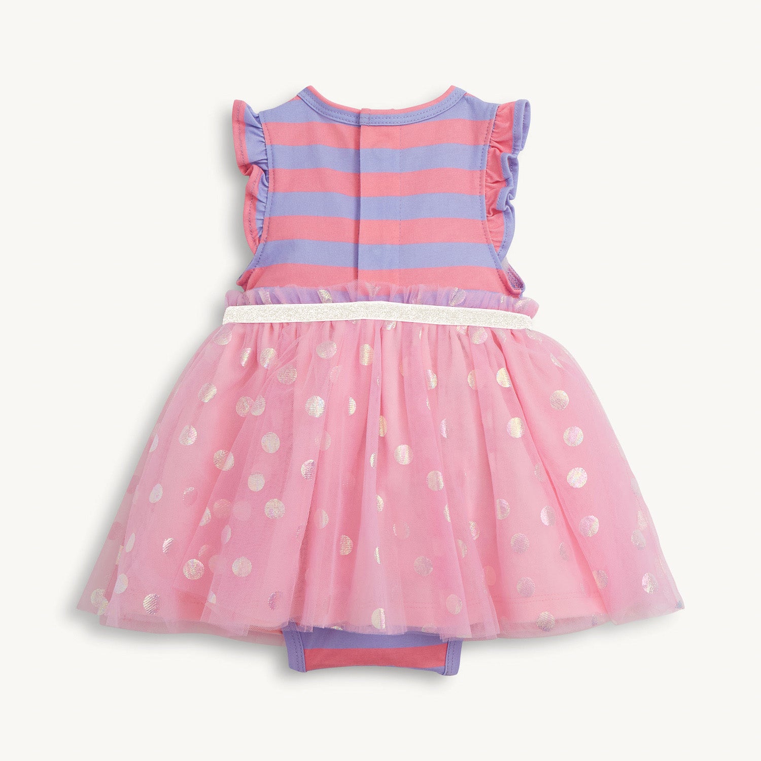 Babies' Shell Pink Stripe Flutter Sleeve Dress