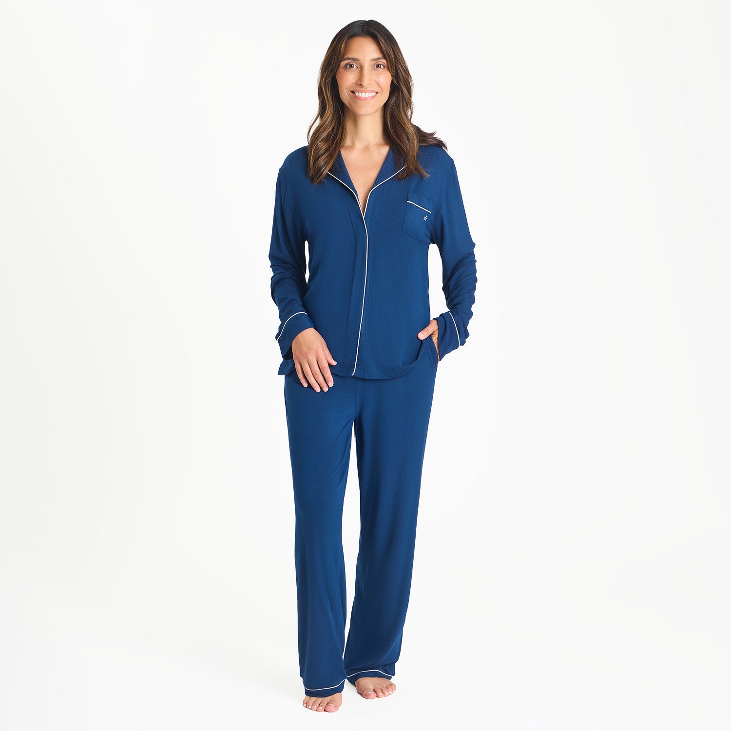 Magnetic Me women's magnetic classic with a twist pj set with magnetic closures down the front, view 7