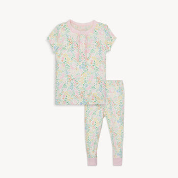 hoppy garden modal magnetic no drama pajama short sleeve set with ruffle