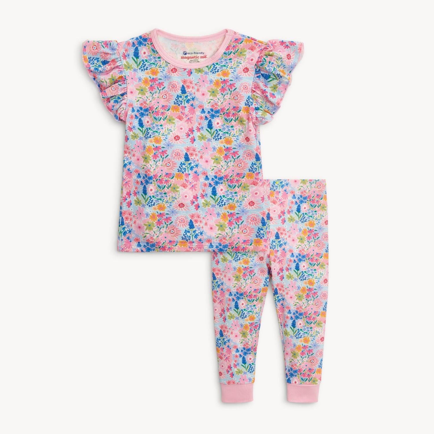 lily modal magnetic no drama pajama ruffle short sleeve set - re-loved
