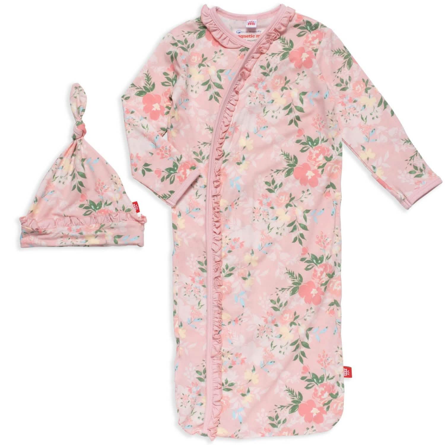 ainslee modal magnetic cozy sleeper gown + hat set - re-loved