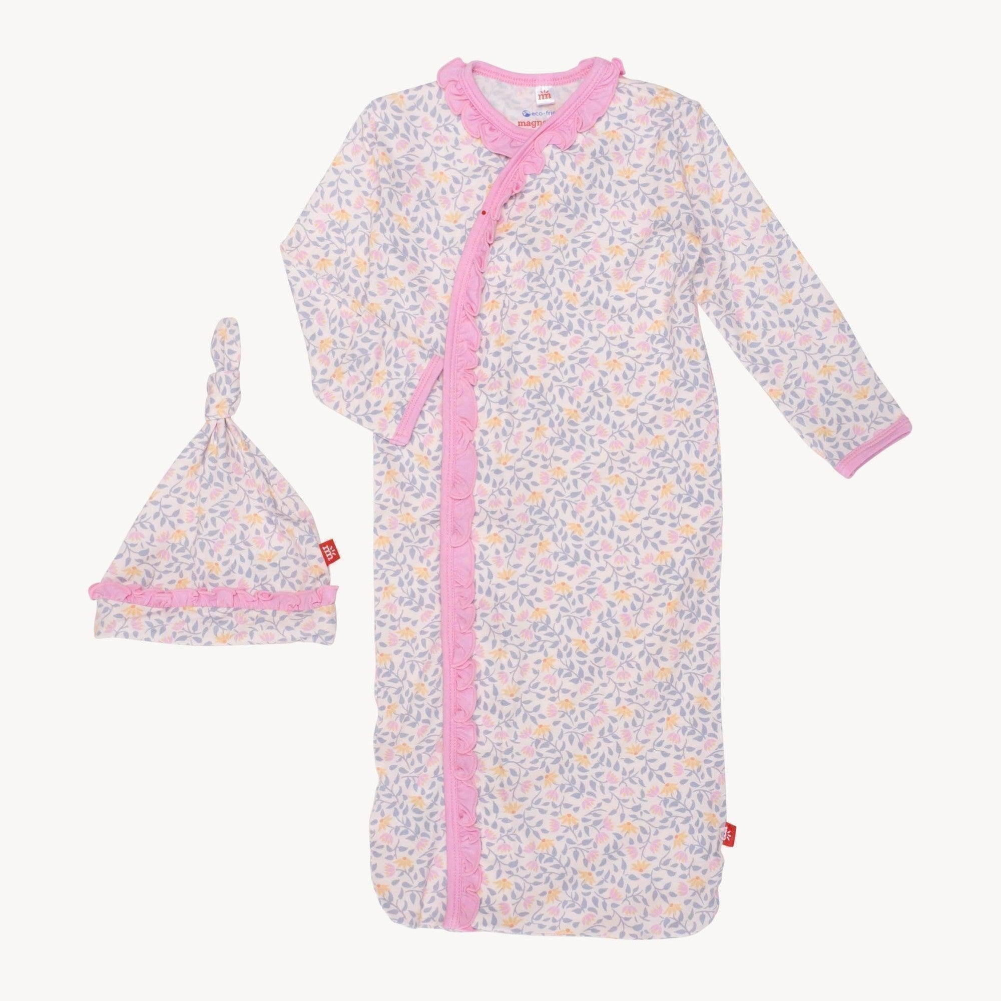 amelia modal magnetic cozy sleeper gown + hat set - re-loved
