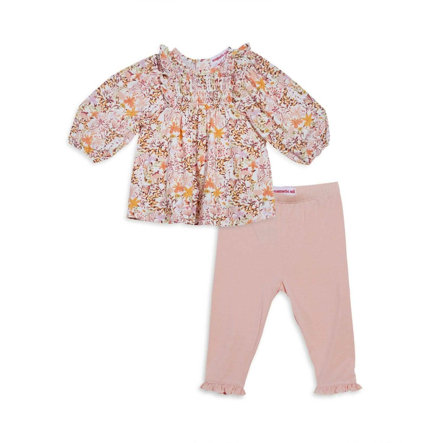 as the leaves turn modal magnetic ruffle infant Smocked Top and Leggings - re-loved