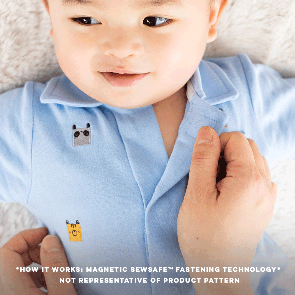baby blue RightFit™ magnetic parent favorite footie