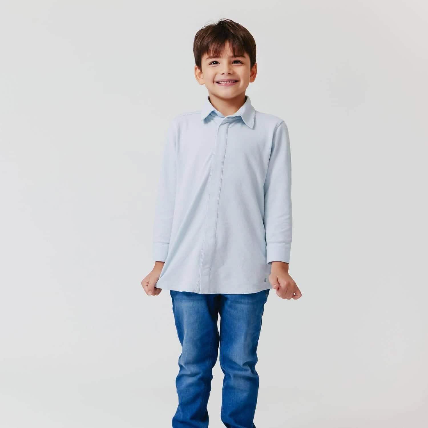 baby blue cotton magnetic oxford shirt – Magnetic Me