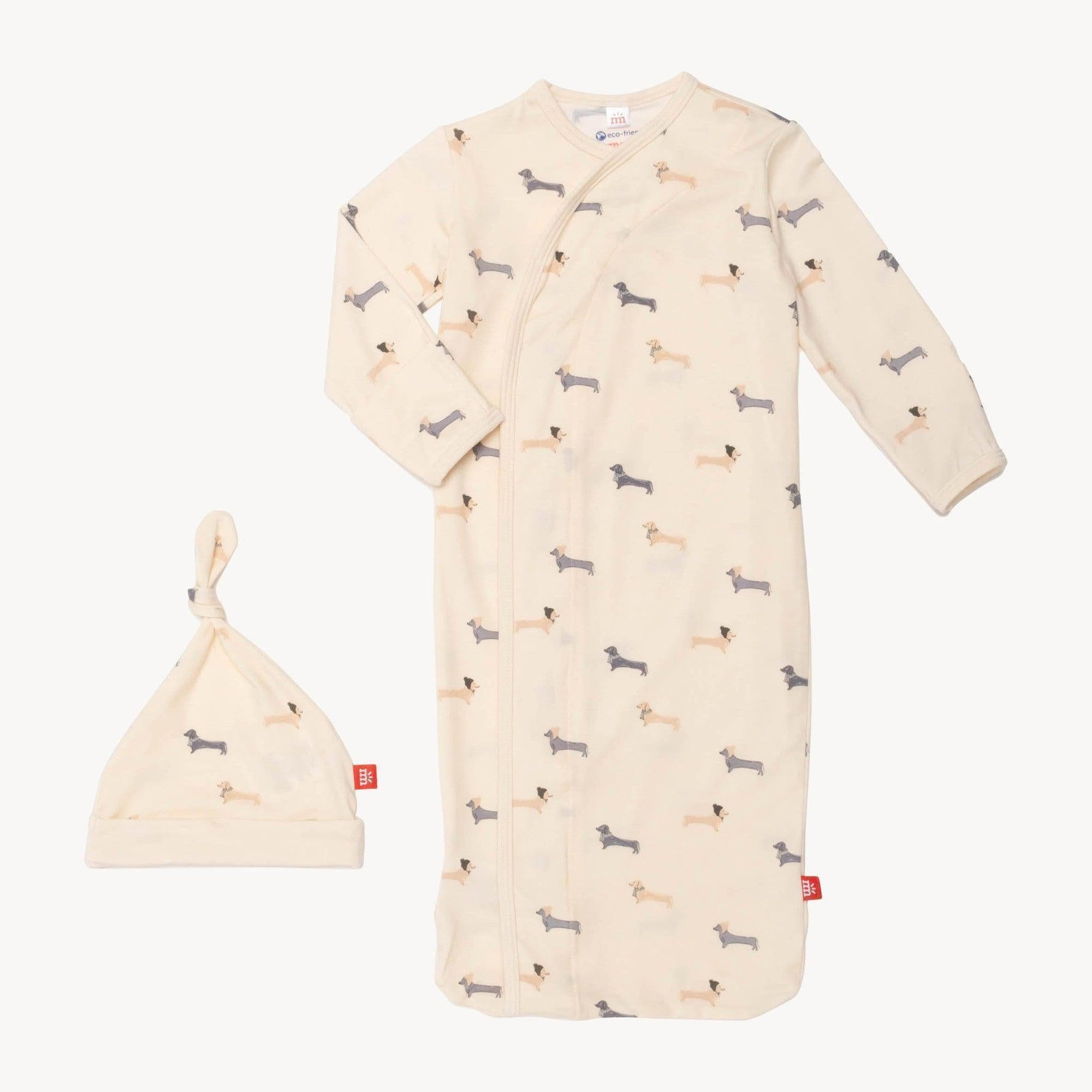 beenie von weinie modal magnetic cozy sleeper gown + hat set