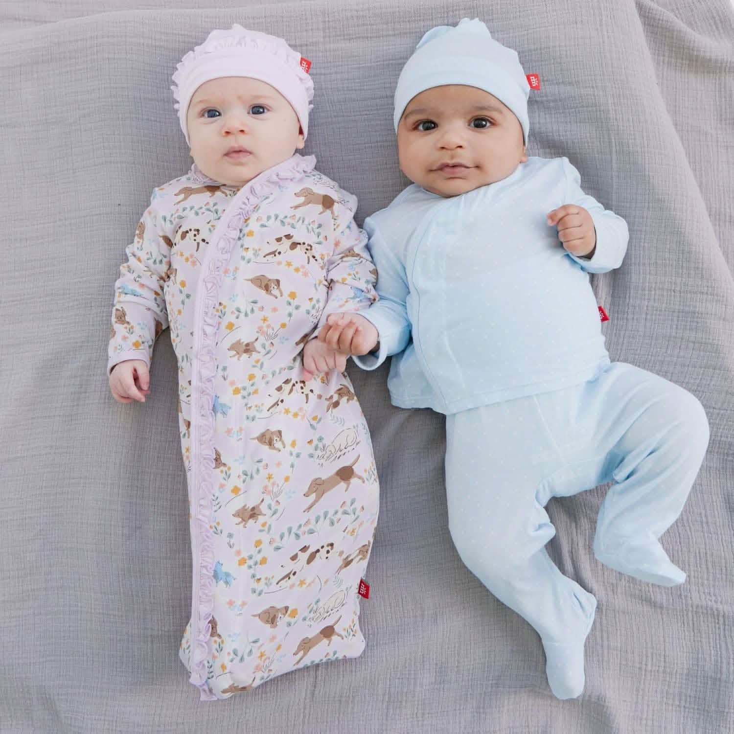 best fur end modal magnetic cozy sleeper gown + hat set with ruffles