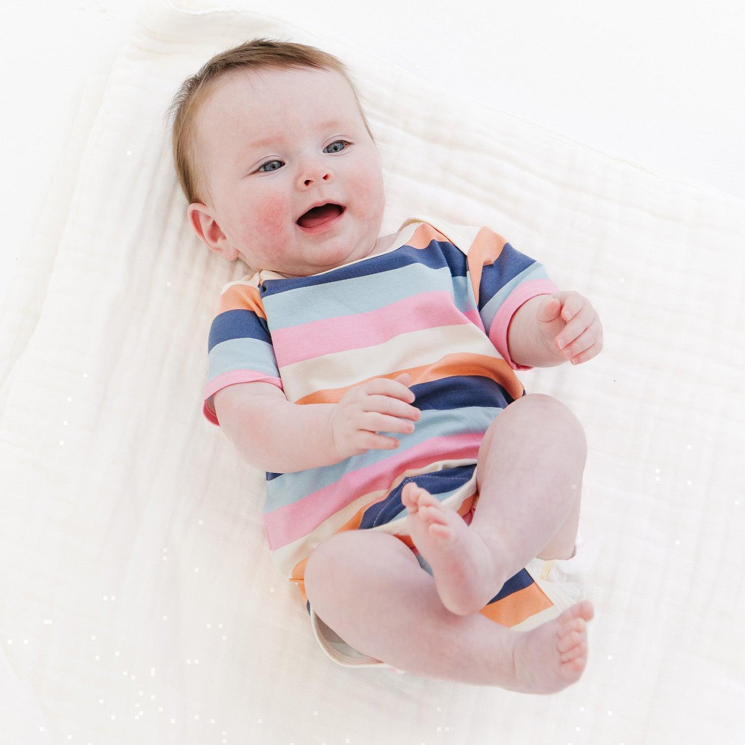 big multi stripe pink cloudstretch™ magnetic bodysuit - re-loved