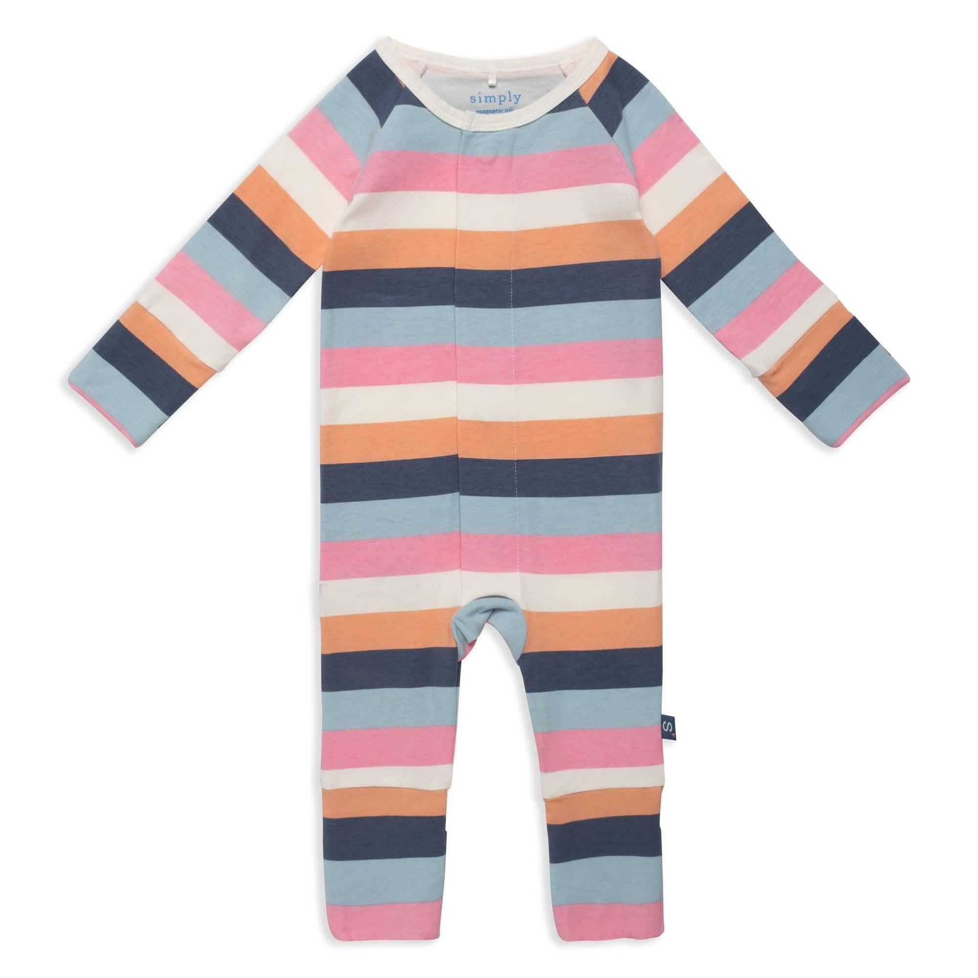 big multi stripe pink cloudstretch™ magnetic convertible coveralls - re-loved