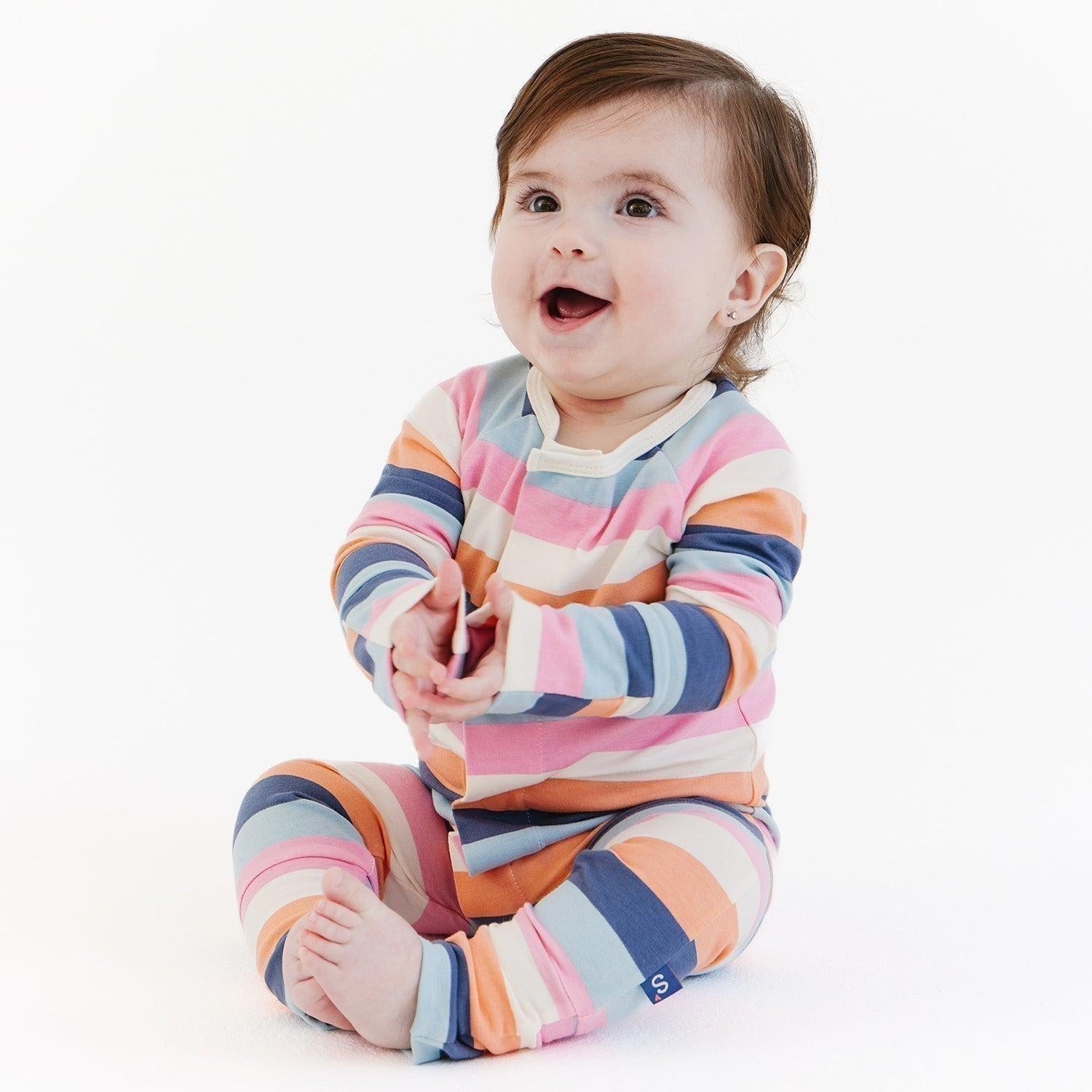 big multi stripe pink cloudstretch™ magnetic convertible coveralls - re-loved