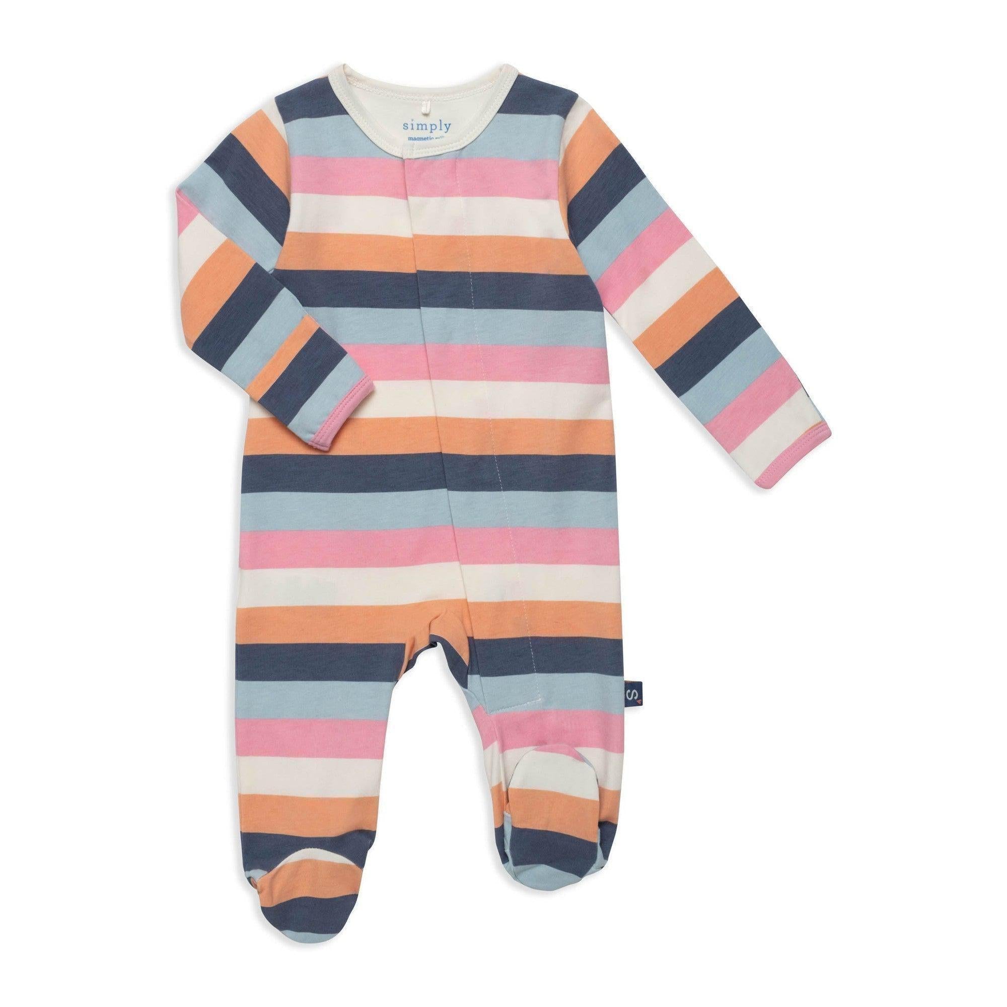 big multi stripe pink cloudstretch™ magnetic footie - re-loved