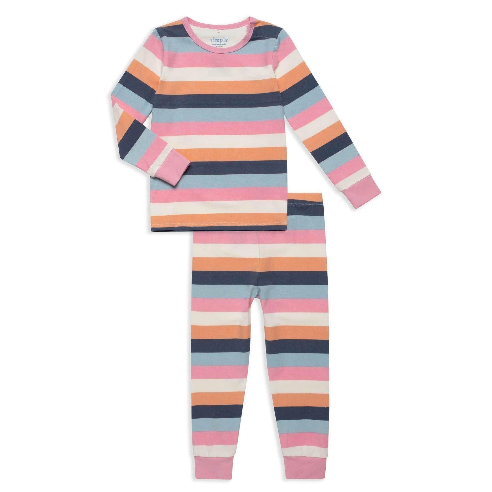 big multi stripe pink cloudstretch™ magnetic kids pajama set