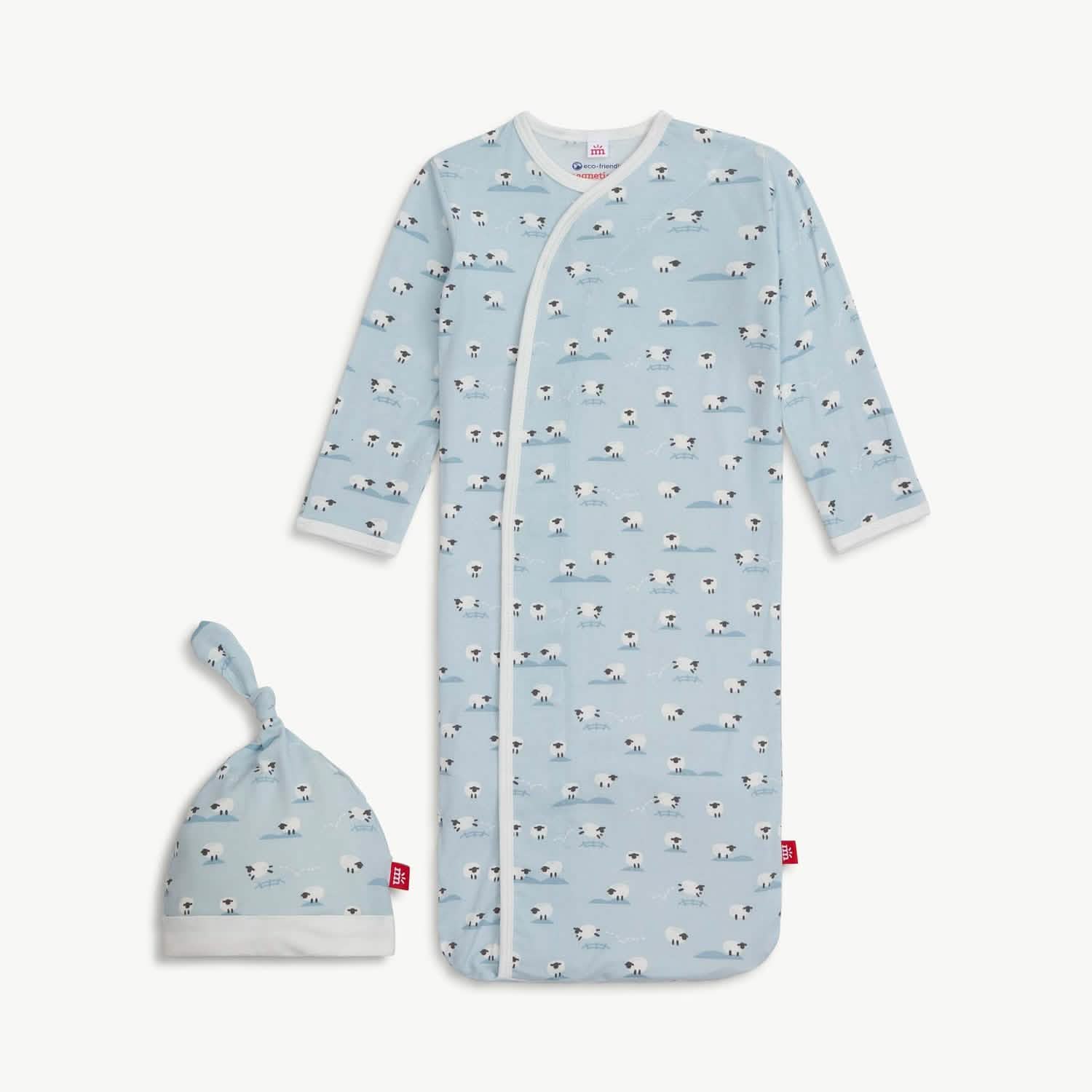 blue baa baa baby modal magnetic cozy sleeper gown + hat set
