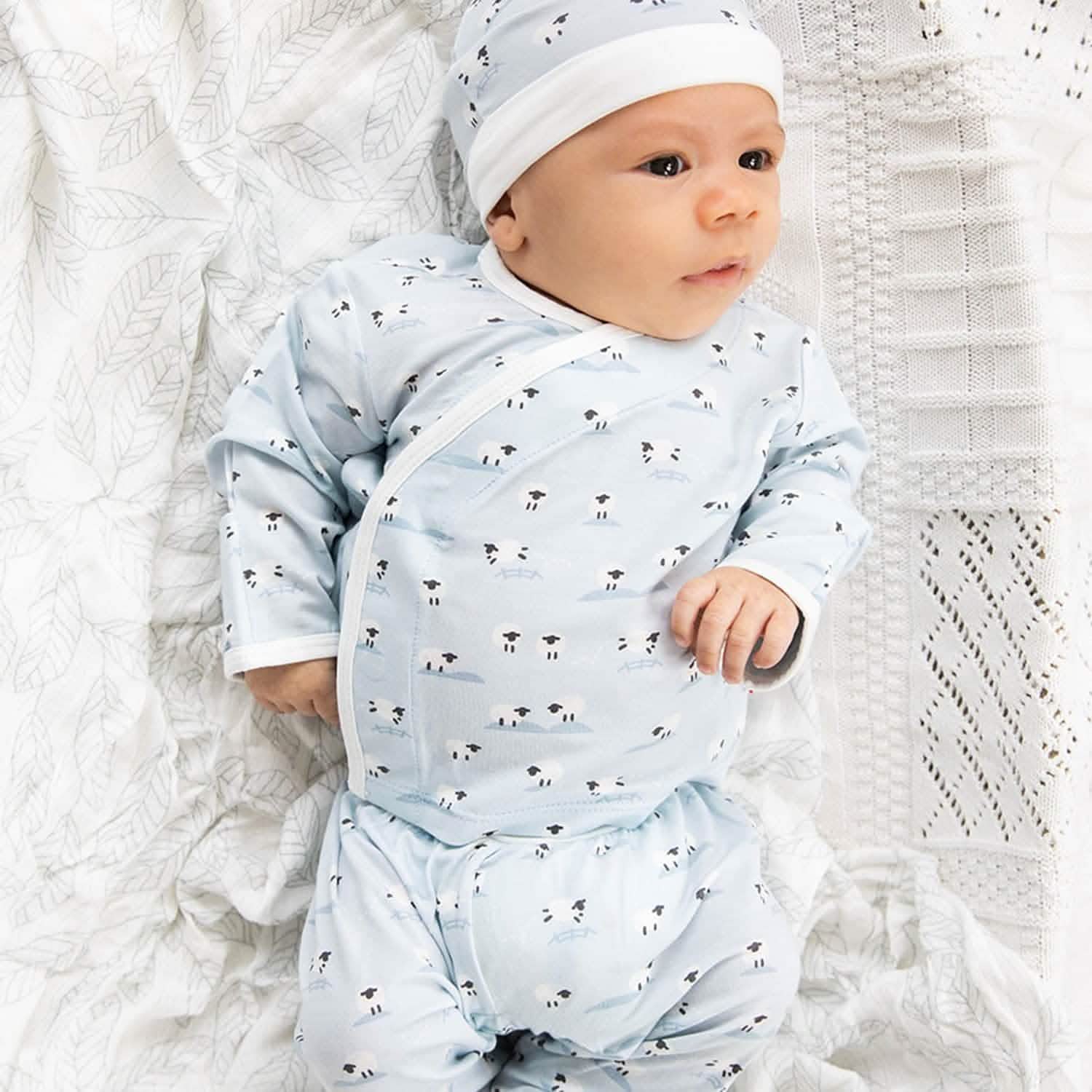 blue baa baa baby modal magnetic take-me-home kimono set