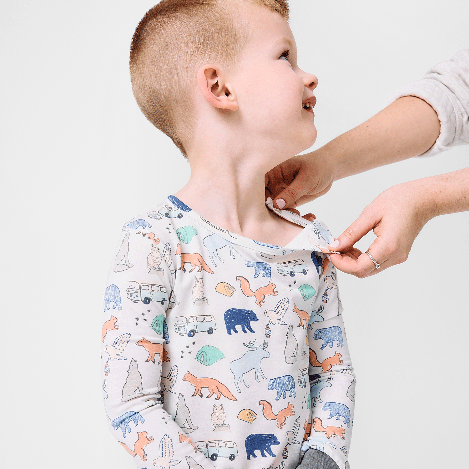 blue game day modal magnetic no drama pajama kids long sleeve set
