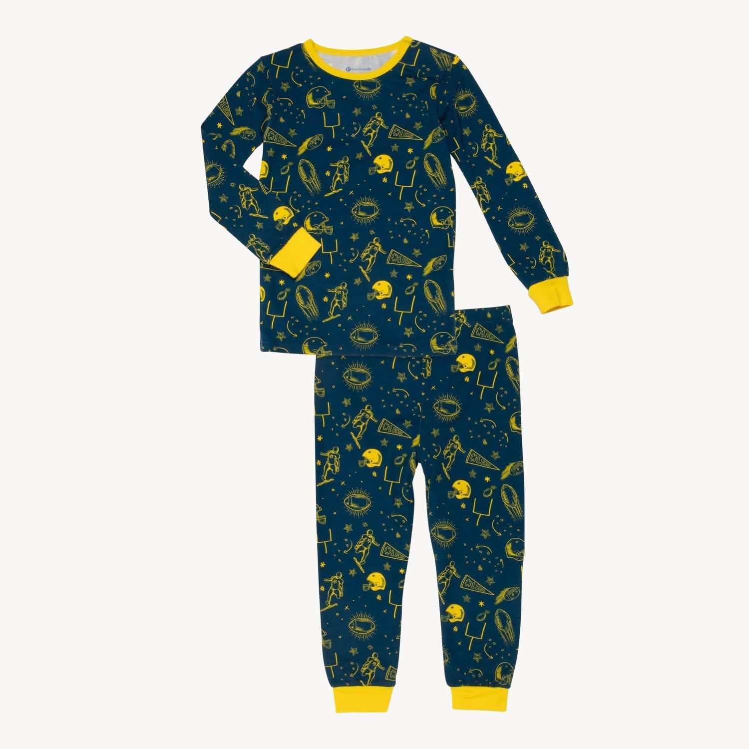 blue game day modal magnetic no drama pajama kids long sleeve set
