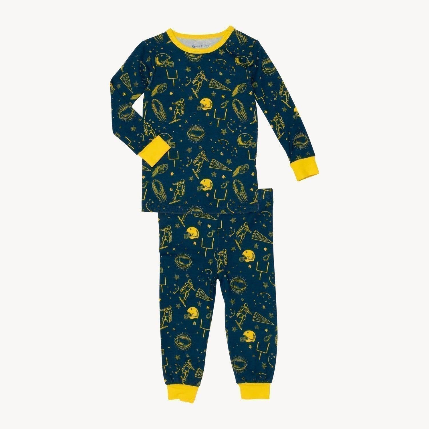 blue game day modal magnetic no drama pajama toddler long sleeve set