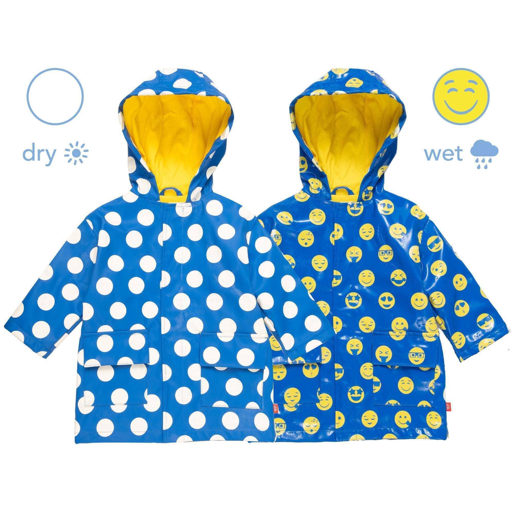 blue polka dot emoji magnetic singing in the raincoat - re-loved