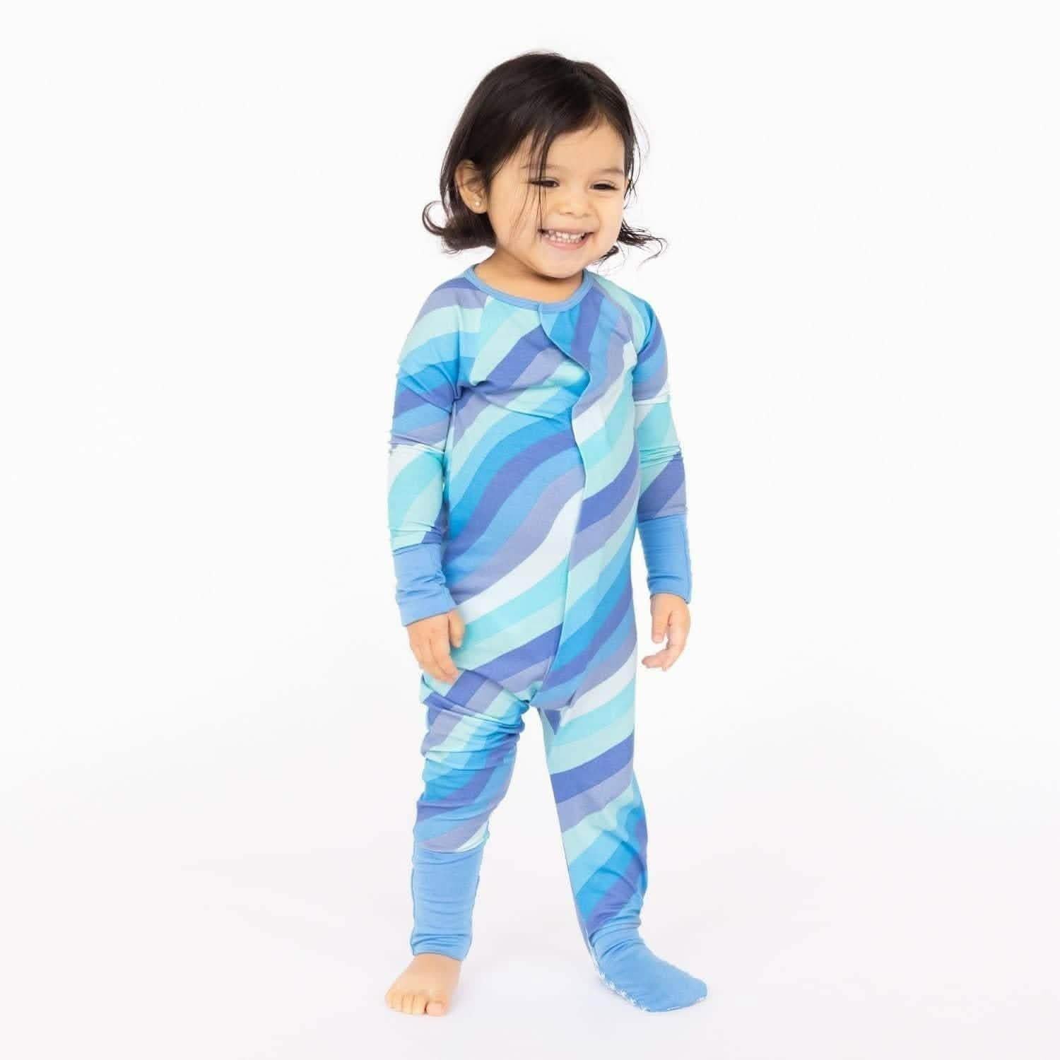 blue shine modal magnetic grow with me convertible coverall - re-loved