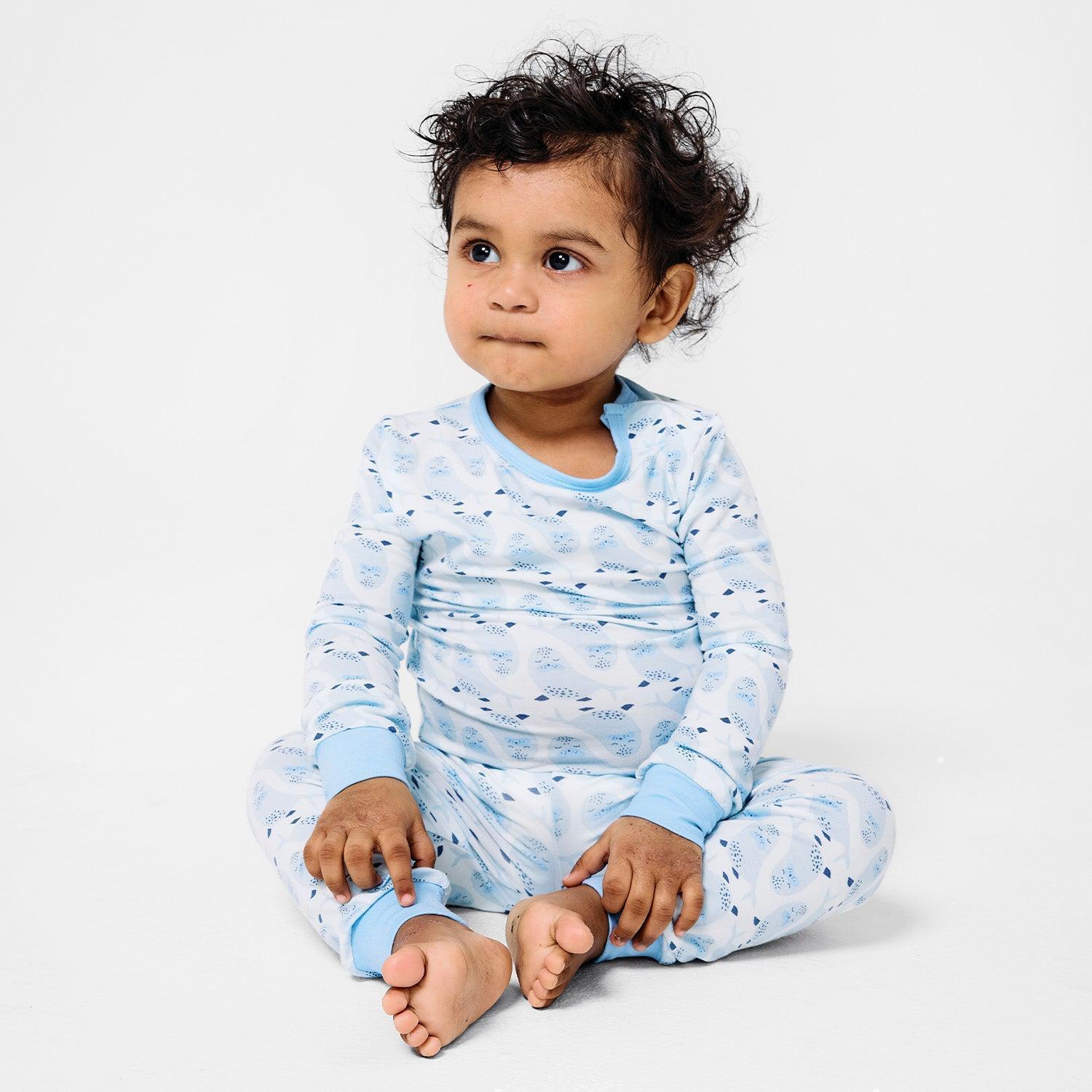 blue signed sealed delivered modal magnetic no drama pajama kids long sleeve set - re-loved